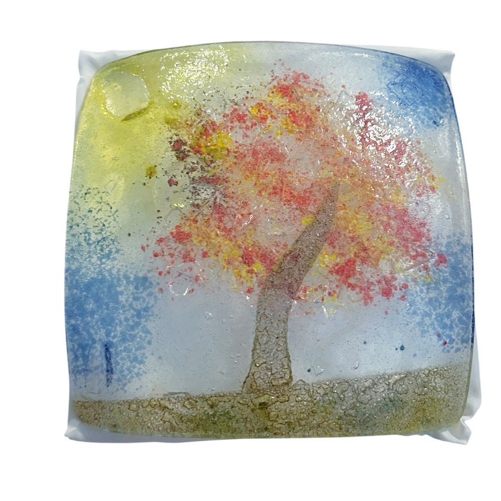 Venxia Vetri Di Murano Glass Fused infused Trinket Dish Square Plate Open Box - Picture 3 of 8